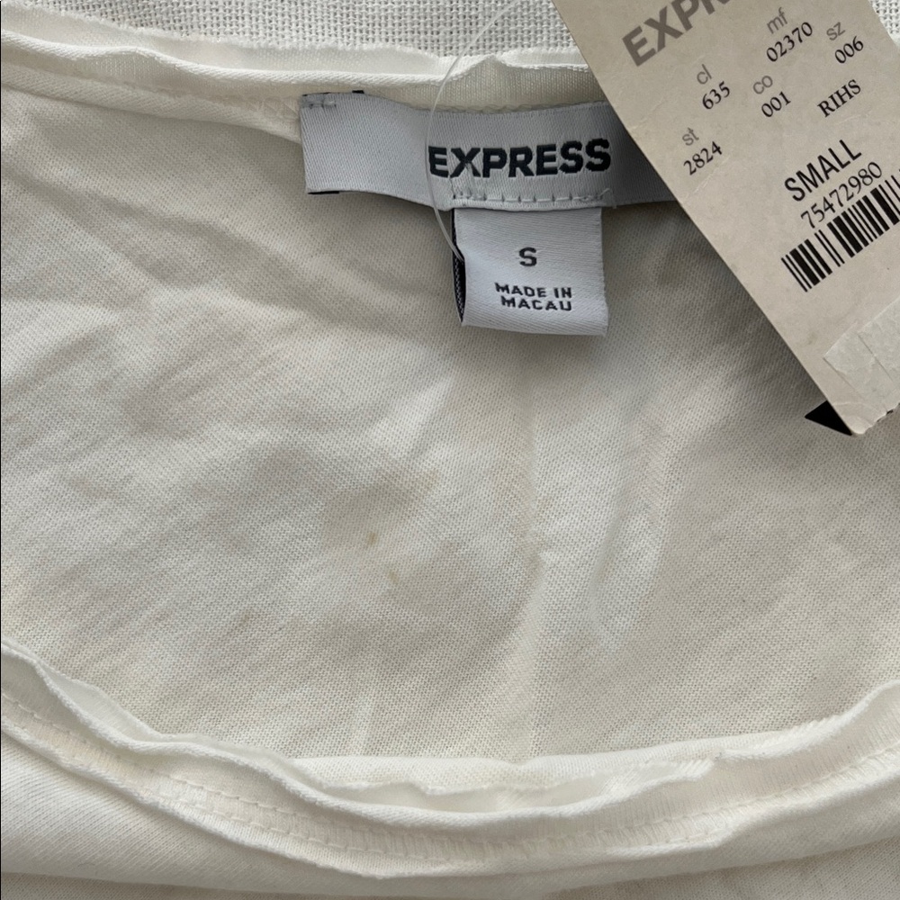 Express White Long Sleeve Top with Silver Sequin Detail - Picture 5 of 6